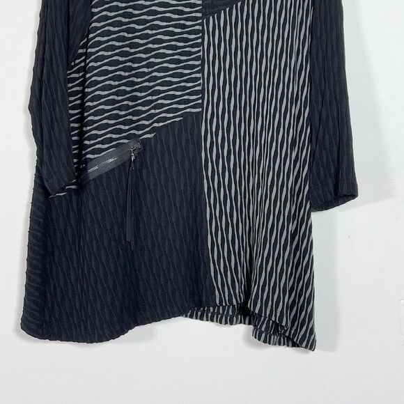 Ali Miles Pullover Tunic Top Womens Sz 1X Black Gray Textured 3/4 Sleeve Dress - Picture 4 of 11